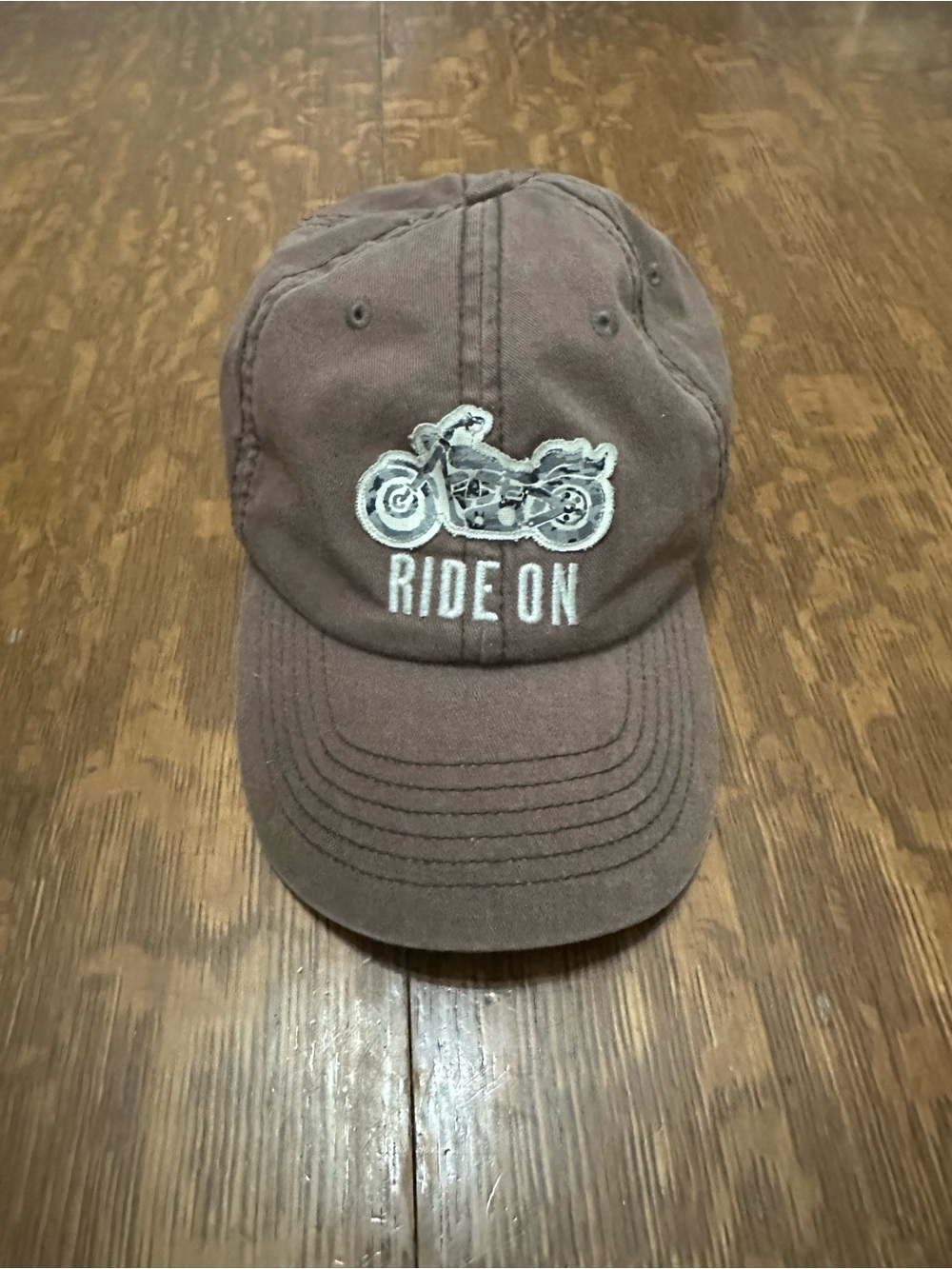 Life is Good "Ride On" Motorcycle Embroidered Hat - Brown